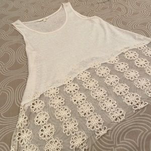 Mystree Cream Lace Hem Tank Top